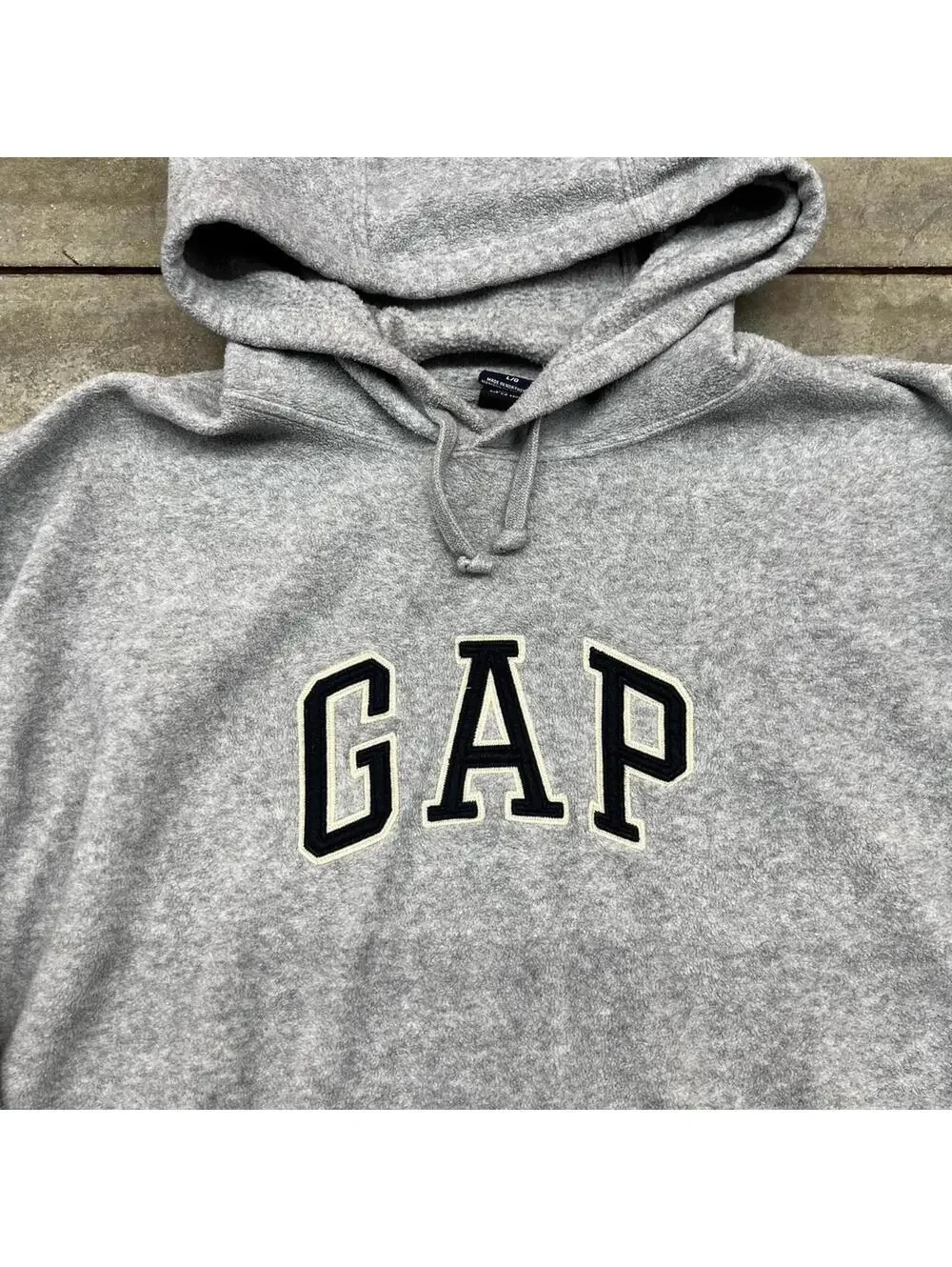 vintage gap grey fleece spell out heavyweight hoodie size xl